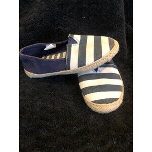 Hanna Andersson girls size 12 12c blue and white stripe ballet shoes